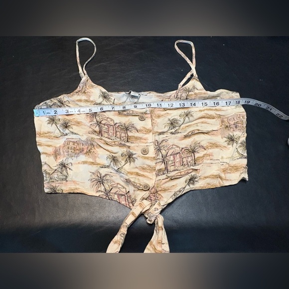 American Eagle Outfitters Brown and Cream Tie-Front Crop Camisole size L - Picture 11 of 12